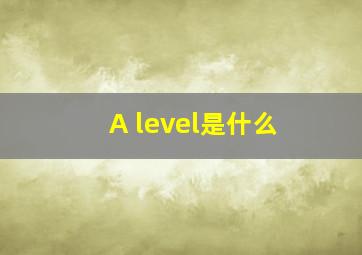 A level是什么